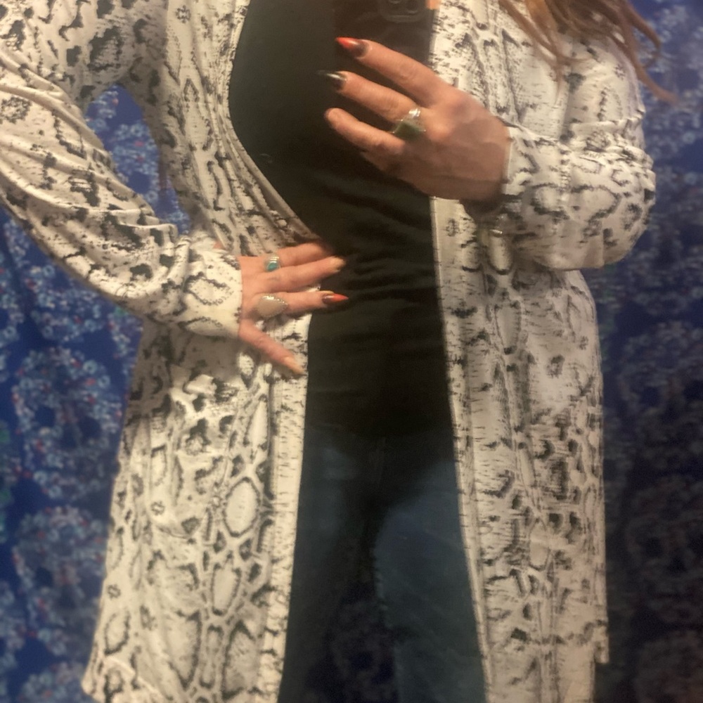 Snake skin long length cardigan